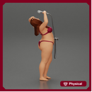Fat girl in bikini taking shower