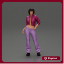 attractive girl with short hair posing in a mini open jacket and pants
