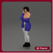 pretty nude girl with short hair posing in a sweater - Only-Games
