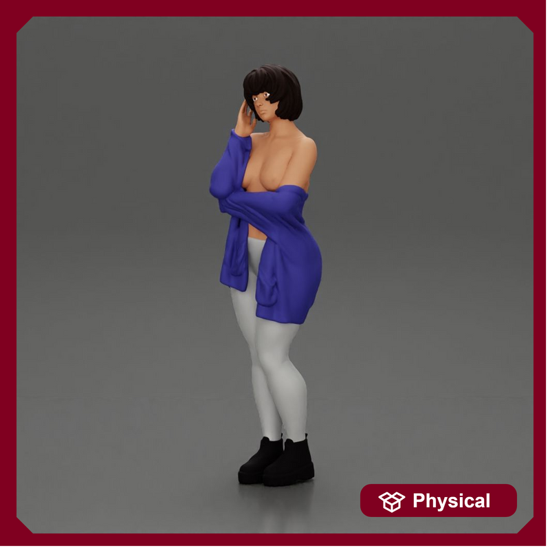 pretty nude girl with short hair posing in a sweater - Only-Games