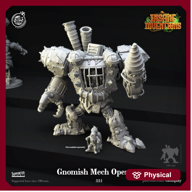 Gnomish Industrial Steampunk Mech  | 28mm & 32mm Scale | 130mm Tall | Dungeons and Dragons | Pathfinder | DnD Mini | Tabletop RPG | - Only-Games