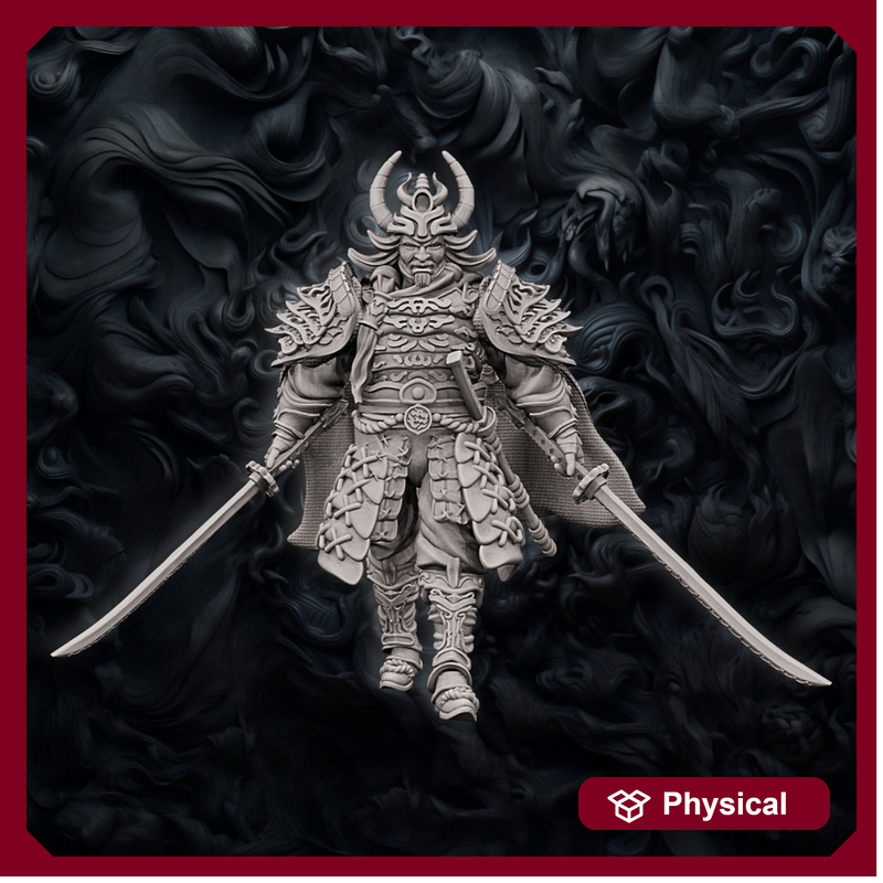Fighter Battle Master, Samurai, Two Katanas & Armor | DnD Miniature 28mm,32mm,54mm, 75mm,100mm Scale Pathfinder Figure/ DnD mini unpainted - Only-Games