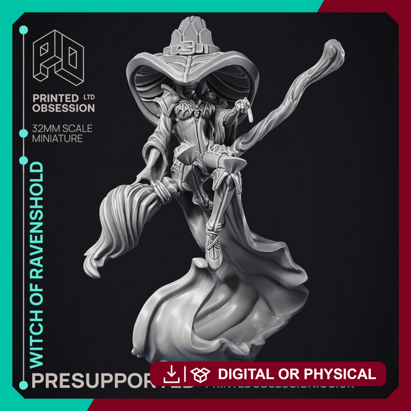 Witch of Ravenshold - Evil Magic User - Pre-Support - 32mm scale - D&D