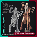Old Hero - Barbarian -  PRESUPPORTED - Illustrated and Stats - 32mm scale