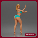 Surfer poses beside surfboard in bikini ready for waves 3