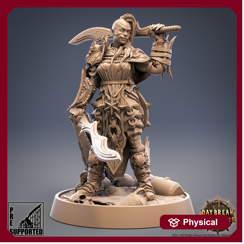 Female Vampire Warrior 2 weapon style | 28mm, 32mm, 75mm Scale | Dungeons and Dragons | Pathfinder | Strahd | - Only-Games