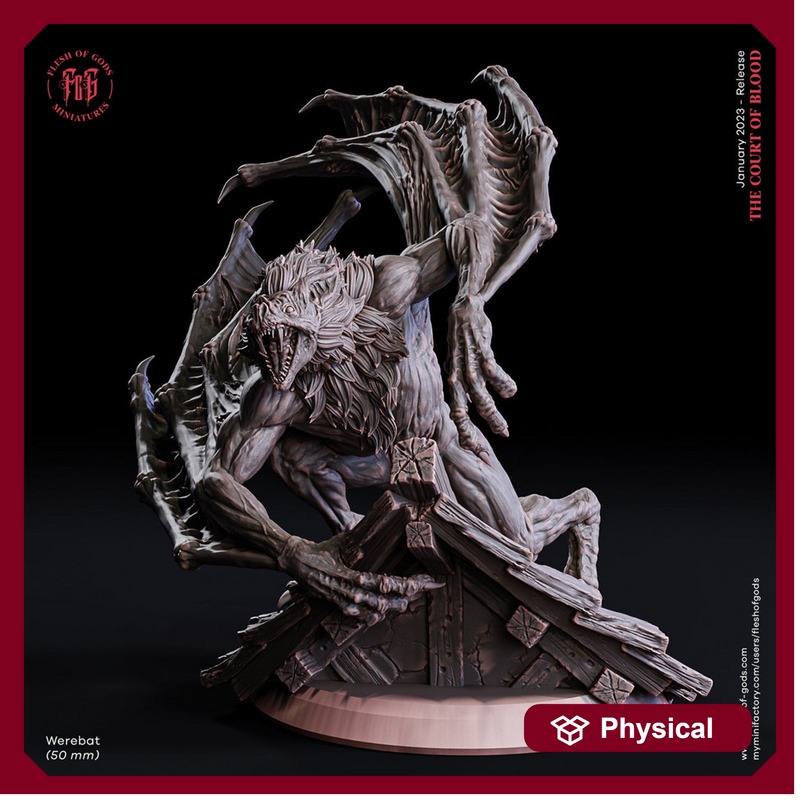 Werebat Vampiric monstrosity Giant Dire Bat | 28mm,32mm, 54mm, 75mm scale | DnD 5e Miniature | Dungeons and Dragons | Flesh of Gods| - Only-Games