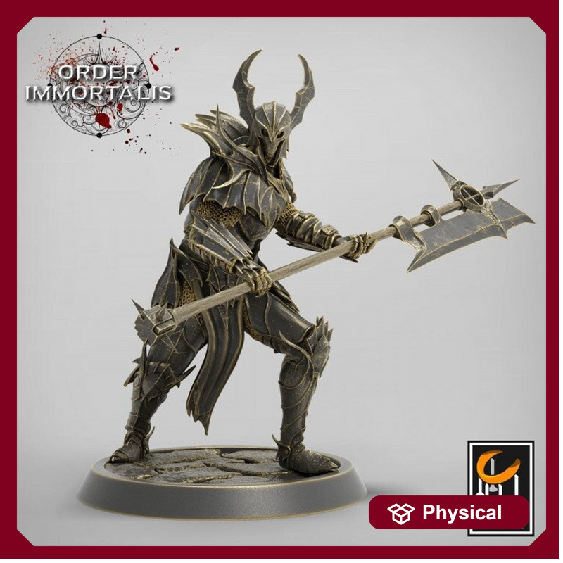 Fighter Halberd Polearm master, Oathbreaker Paladin,  Unpainted Miniature | 28mm, 32mm,75mm Scales | Dungeons and Dragons | Pathfinder | - Only-Games