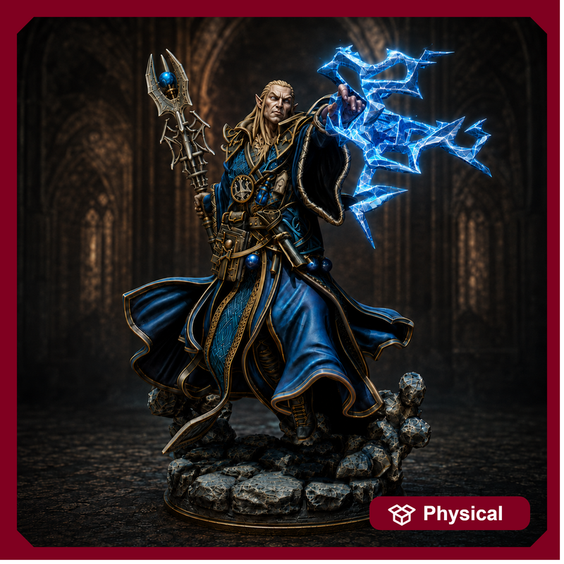 Elf Wizard Casting Spell PC NPC, Paintedornot Original Design Unpainted Mini | 5 Sizes /Scales - Only-Games
