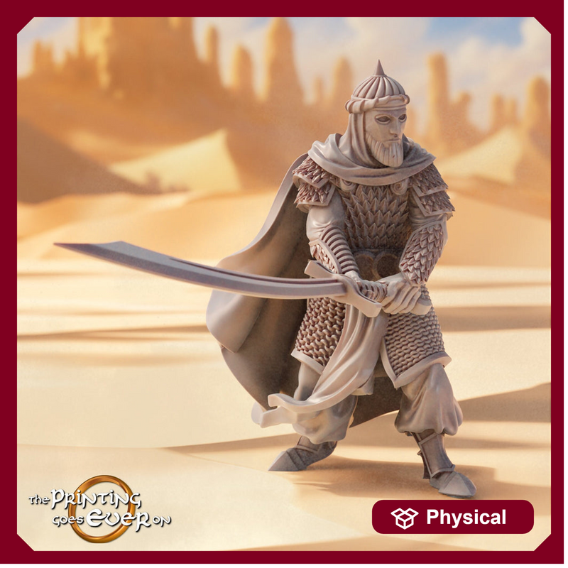 Human Ranger Fighter in Chainmail with Scimitar Unpainted Miniature | 28mm, 32mm, 54mm, 75mm, 100mm Scales | Pathfinder Figure |DnD Figurine - Only-Games
