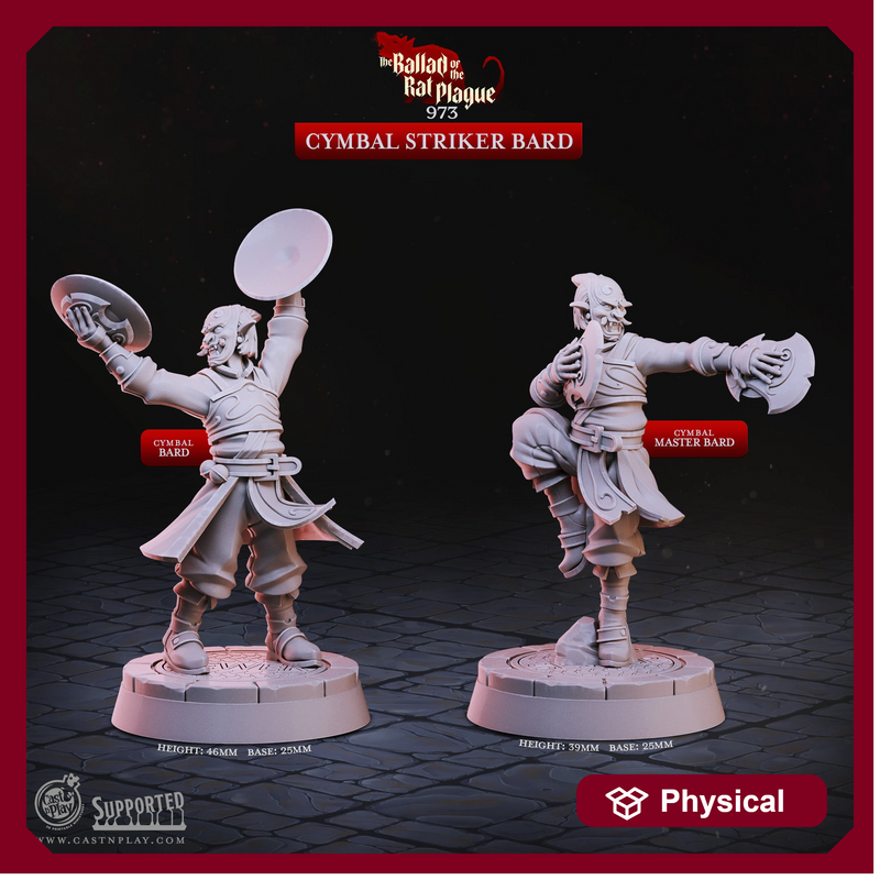 Cymbal Striker Bard - The Ballad of the Rat Plague - CastNPlay - Terrain Wargaming D&D DnD 28mm 32mm 40mm 54mm