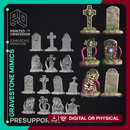 Grave Stone Mimics - 14 Models - Halloween -  PRESUPPORTED - Illustrated and Stats - 32mm scale