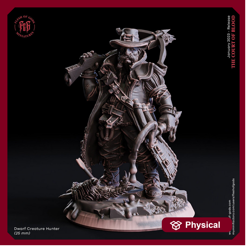 Dwarf Fighter Inquisitor Eldritch Knight Witch Hunter| Monster Slayer Ranger, Hexblade | 28mm, 32mm,75mm Scales | 100mmTall | Flesh of Gods - Only-Games