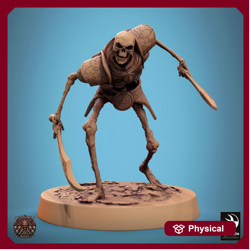 Skeleton Persian Warrior Dual Swords | Undead Unpainted miniature DnD | 28mm, 32mm, 54mm, 75mm,100mm | Pathfinder | Rescale Miniatures - Only-Games