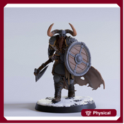 Barbarian Human / Goliath, Ranger,Fighter, Axe & Shield, DnD Unpainted Miniature| 5 Sizes /Scales - Only-Games