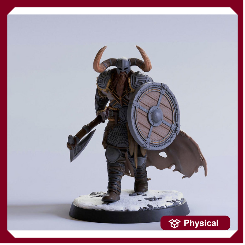 Barbarian Human / Goliath, Ranger,Fighter, Axe & Shield, DnD Unpainted Miniature| 5 Sizes /Scales - Only-Games