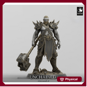 Barbarian, Ranger, Fighter,  Big Hammer, Unpainted Miniature| 28mm, 32mm,54mm,75mm,100mm Scales | Dungeons and Dragons 5E | Pathfinder - Only-Games