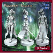 Female Elf Paladin Fighter Sexy Pinup  | 28mm, 32mm, 75mm Scale | Dungeons and Dragons 5e Miniatures | DnD Mini | - Only-Games