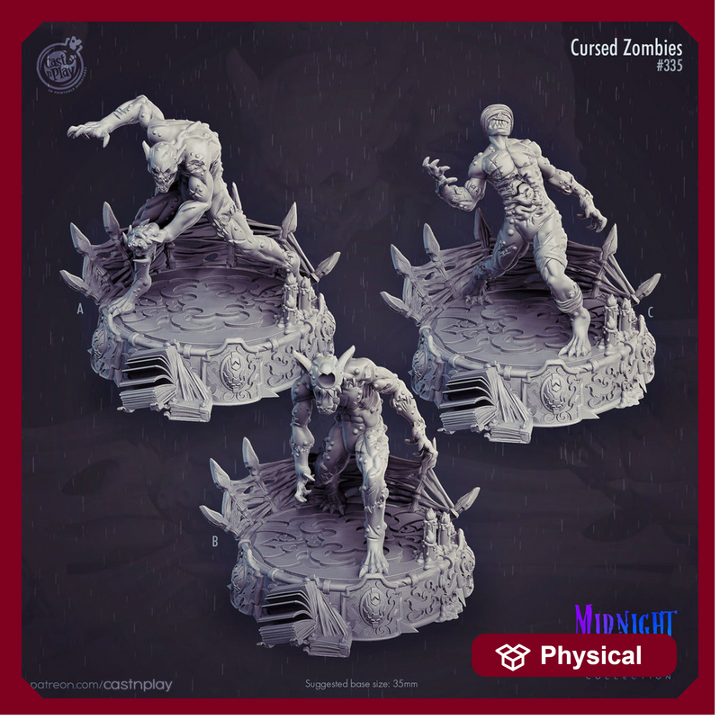 Cursed Zombies - | 28mm and 32mm Scale | Zombie Miniature | Dungeons and Dragons Miniatures Undead | Pathfinder Miniatures | Figurine | Mini - Only-Games