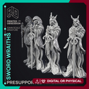 Sword Wraiths - 4 Models - Undead Sword Masters - PRE SUPPORTED -32mm scale - D&D