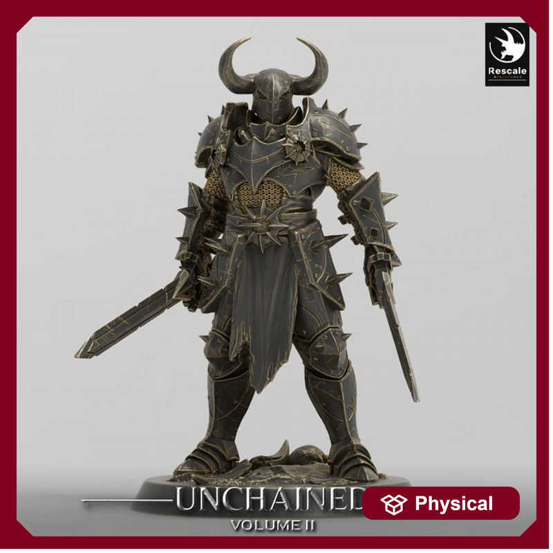 Oathbreaker Paladin, Fighter,Soldier Sword and Shield, DnD Unpainted Miniature| 28mm, 32mm,54mm,75mm,100mm Scales | Dungeons & Dragons - Only-Games