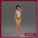 Relaxed casual woman character standing pose in tank top underwear