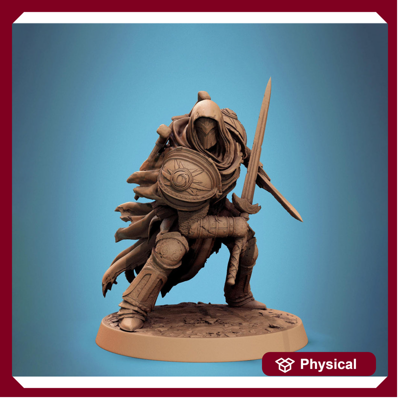 Paladin, Fighter, Two-Weapon Fighting Swords, DnD 5e Unpainted Miniature| 28mm, 32mm,54mm,75mm,100mm Scales| Dungeons & Dragons | Pathfinder - Only-Games