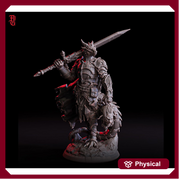 Dragonborn Paladin Fighter 2handed Sword model | 28mm, 32mm,54mm,75mm, 100mm Scale Resin Miniature | D&D 5e  | Pathfinder | Flesh of Gods - Only-Games