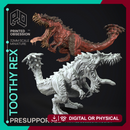 Toothy Rex - Large Monster -  PRESUPPORTED - Illustrated and Stats - 32mm scale
