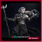 Elf Druid Circle of Moon, Stars with Staff UNPAIINTED Miniature | 28mm, 32mm,54mm,75mm,100mm,140mm Scales | Dungeons & Dragons 5E | NERIKSON - Only-Games
