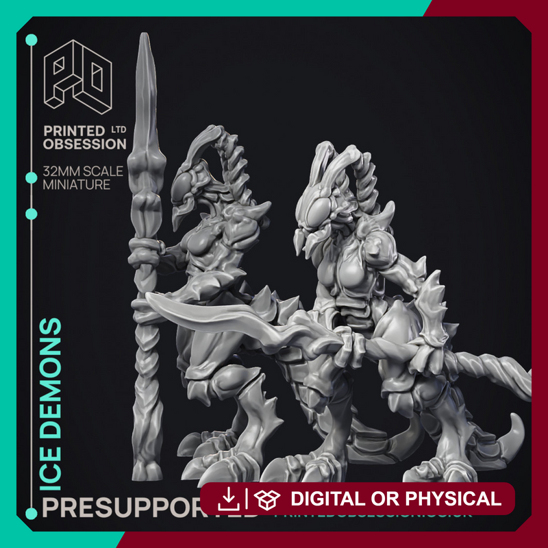 Ice Demon - 2 Models - PRESUPPORTED - Hell Hath No Fury - 32mm scale