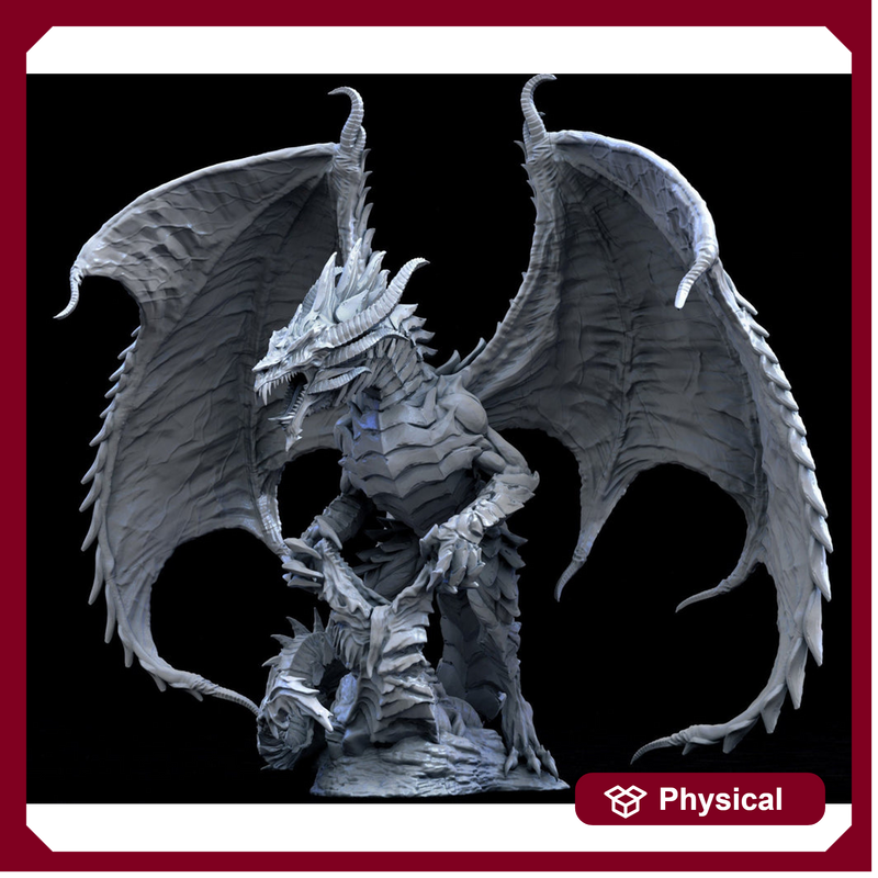 Steel Dragon Miniature - Waterdeep Dragon | Young, Mature & Ancient Sizes 240mm High - Wingspan 305mm | Dungeons and Dragons - Only-Games