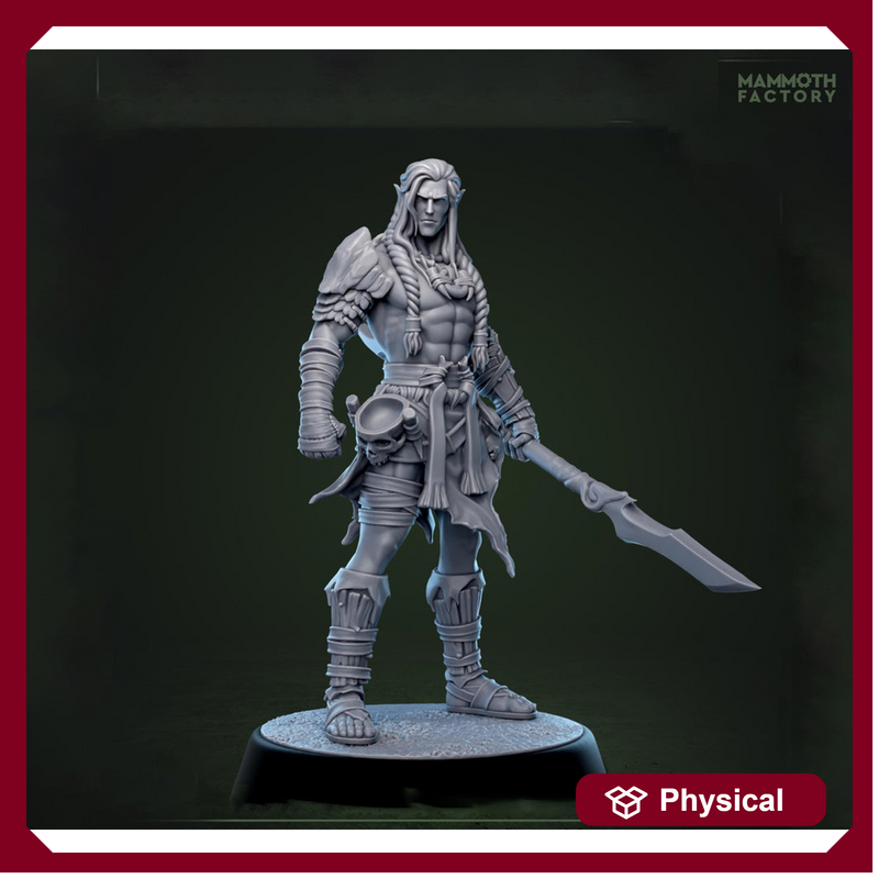Half-Elf / Elf Ranger, Fighter, Polearm Master PC / NPC  | 28mm, 32mm,54mm,75mm,100mm Resin Miniature |Dungeons and Dragons |Mammoth Factory - Only-Games