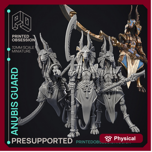 Anubis Guard - 3 Models - Court of Anubis -  PRESUPPORTED - Illustrated and Stats - 32mm scale - Only-Games
