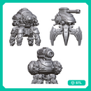 15mm Sci-Fi Walking Tank Mech STL 3 Pack Robot Walker Miniatures for Tabletop Wargaming