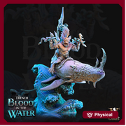 Sahuagin two Tridents mounted on Shark  | 28mm, 32mm Scales | Archvillain Games | Dungeons and Dragons 5e Pathfinder | Underwater Adventure - Only-Games