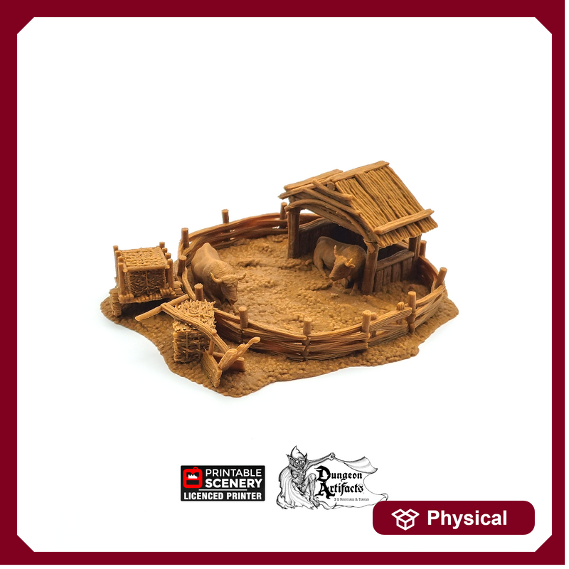 Oxen Enclosure - Hagglethorn Hollow - Printable Scenery Terrain D&D DnD Bull Cow