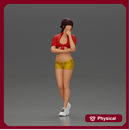 sexy girl in mini shirt and shorts standing and contemplating