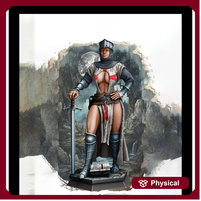 Female Paladin, Fighter, Crusader Knight, Sword  D&D 5e Mini | 28mm, 32mm,54mm,75mm,100mm Scales | Dungeons and Dragons Pathfinder | - Only-Games