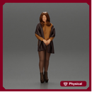 woman in the cold standing wearing a shawl and heels