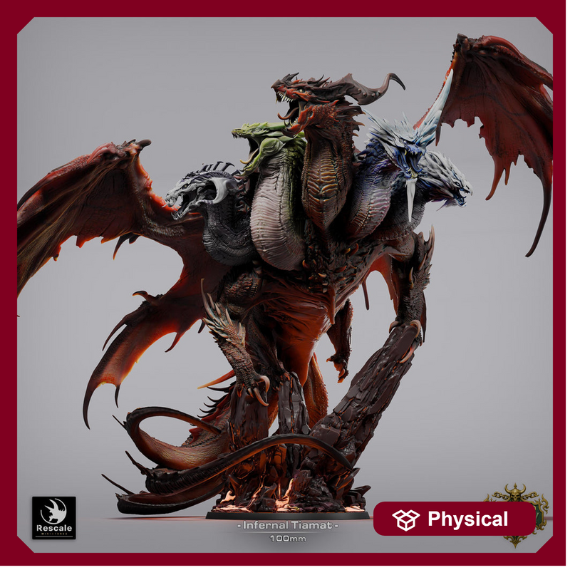 Tiamat God Dragon Queen of Chaos (3 sizes) D&D Miniature | 415mm Wing Span,333mm Height |Figurine - Only-Games