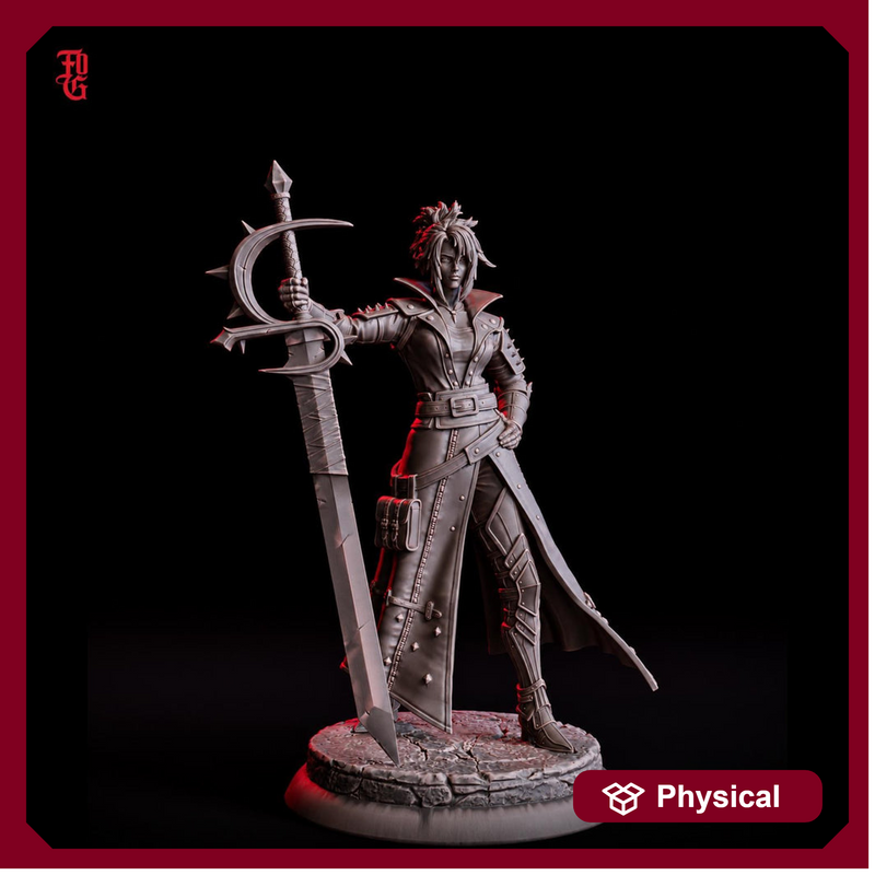 Female Greatsword Fighter Miniature | Dark Knight Warrior | UNPAINTED Resin DnD 5E Pathfinder - Only-Games