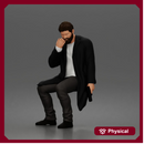 Seated Detective In Long Coat Holding Weapon In Contemplative Pose