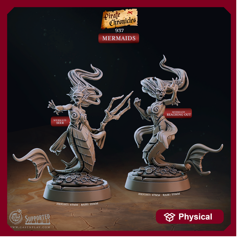 Mermaids - Pirate Chronicles - CastNPlay - Terrain Wargaming D&D DnD 28mm 32mm 40mm 54mm