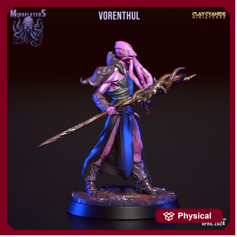 Mind Flayer, Illithid Unpainted Resin Miniature NPC | 28mm, 32mm,54mm,75mm, 100mm Scales | Dungeons and Dragons | Pathfinder | Clay Cyanide - Only-Games