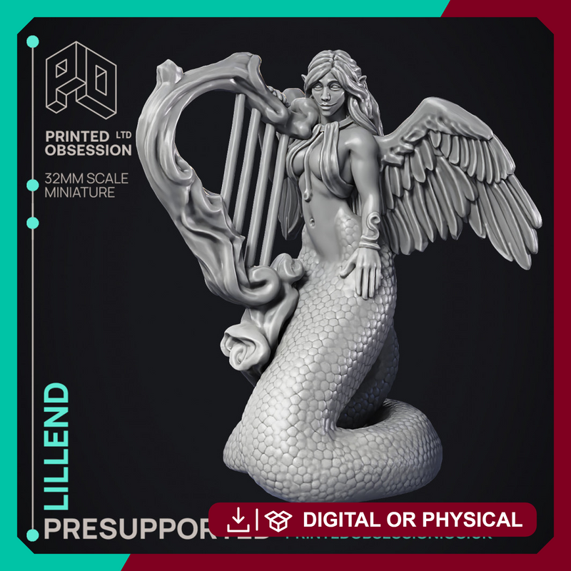 Lillend - Snake angel - Celestial bard - PRESUPPORTED - Heaven Hath no Fury - 32 mm