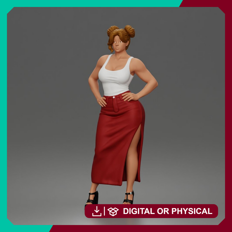 Confident Woman Posing Boldly While Rocking Dramatic Slit Skirt Look