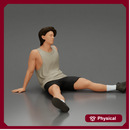 Casual Pose Relaxed Man Sitting with Comfortable Clothing and Footwear