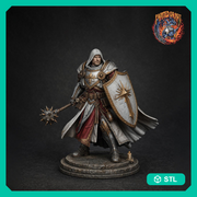 Cleric Paladin STL, Kaedran War Cleric Battle Priest, PaintedOrNot Original Digital Mini for DnD 5E - Only-Games