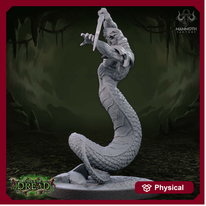 Yuan-Ti Pureblood Serpentfolk Unpainted Resin | 28mm,32mm,54mm,75mm,100mm Scale | Dungeons and Dragons D&D 5e | Pathfinder | Mammoth Factory - Only-Games